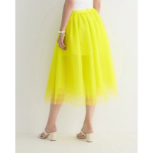 NWT J.Crew Collection Limited-Edition Tulle Midi Bright Kiwi Polka Dot Skirt 10 - Picture 3 of 8